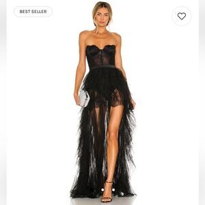 NWT For Love & Lemons X Revolve Bustier Gown Tulle Black XXS